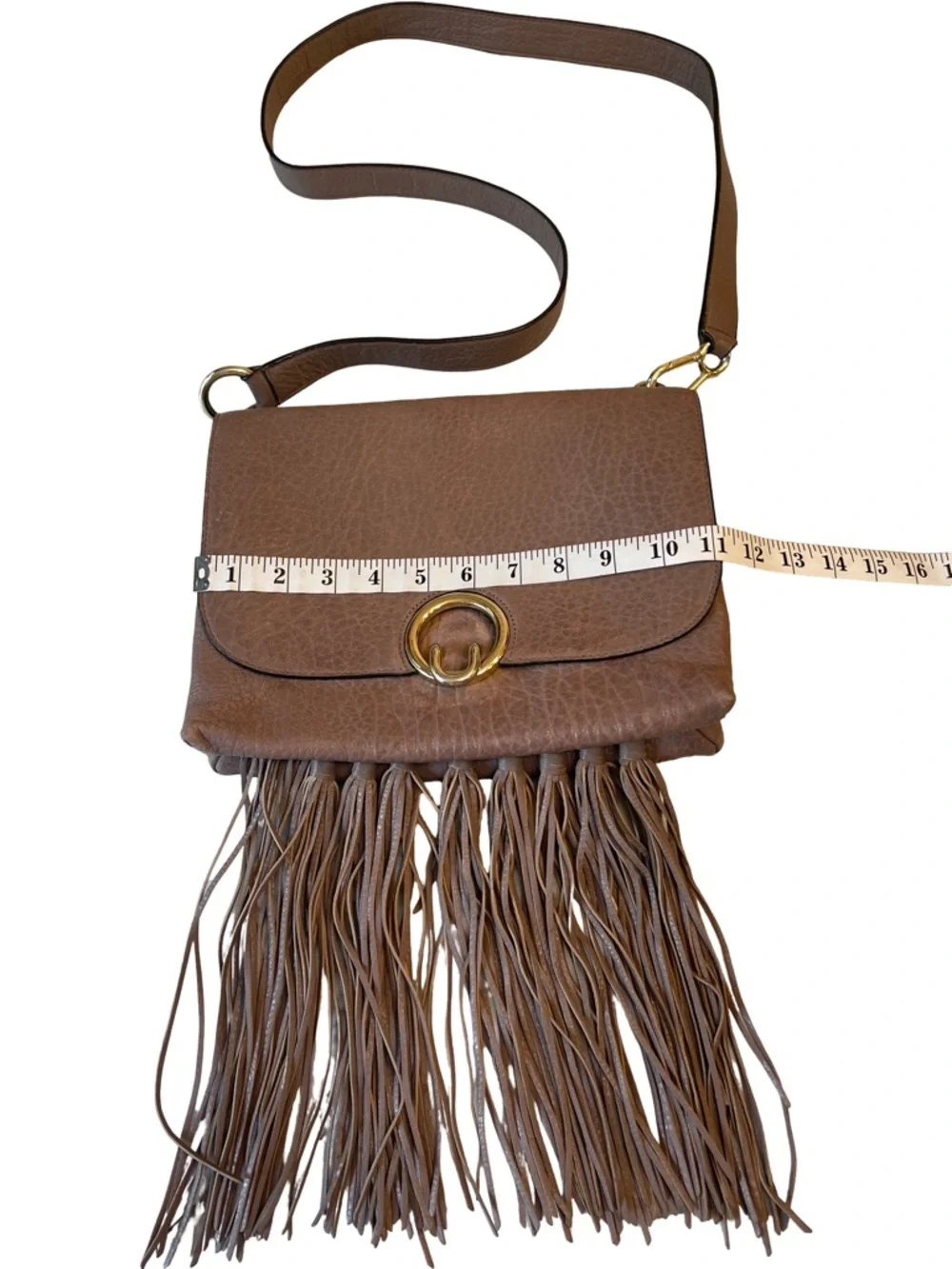 Rebecca Minkoff Taupe Leather Fringe Crossbody Bag